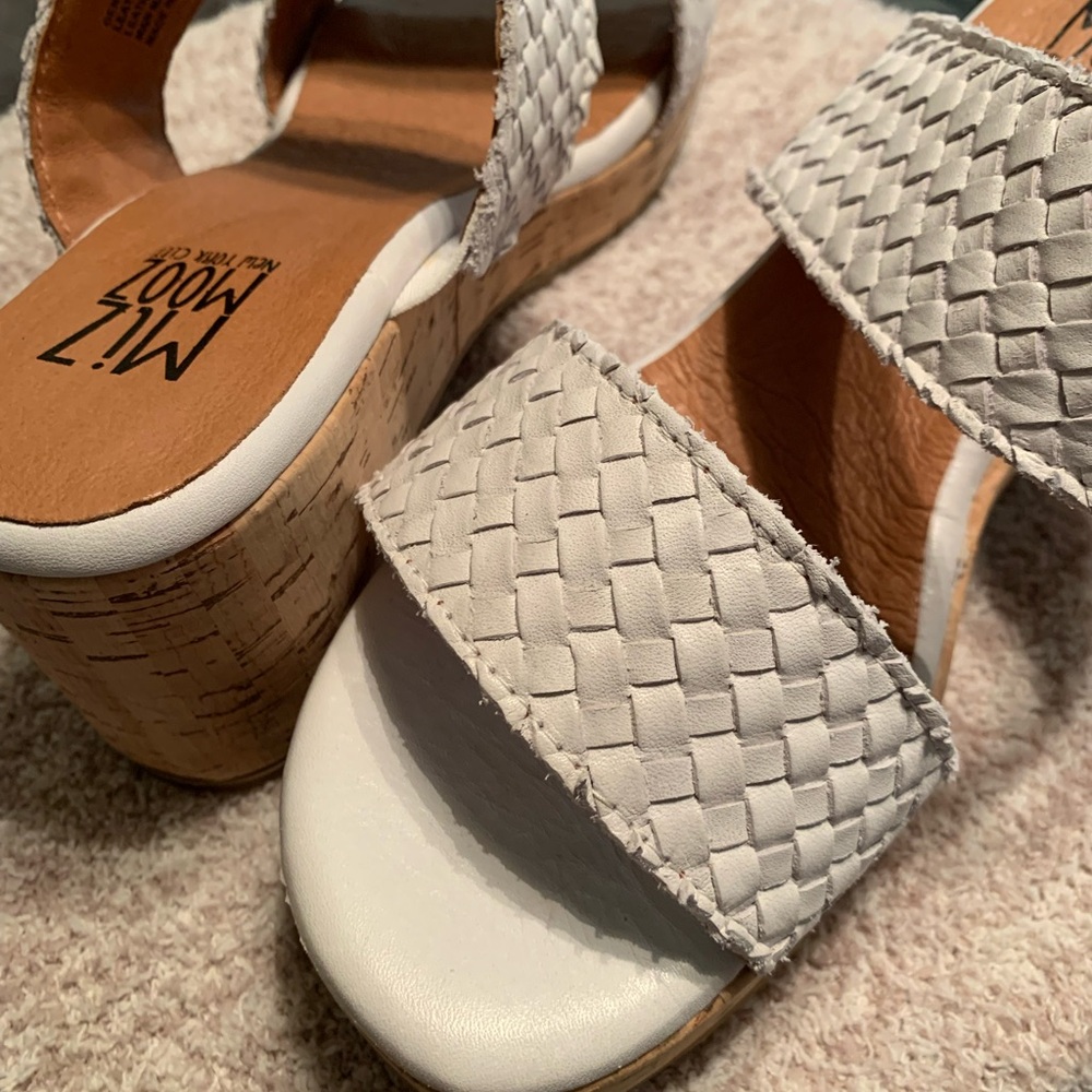 Miz Mooz White Woven Women's Sandals
3 1/2 in heel